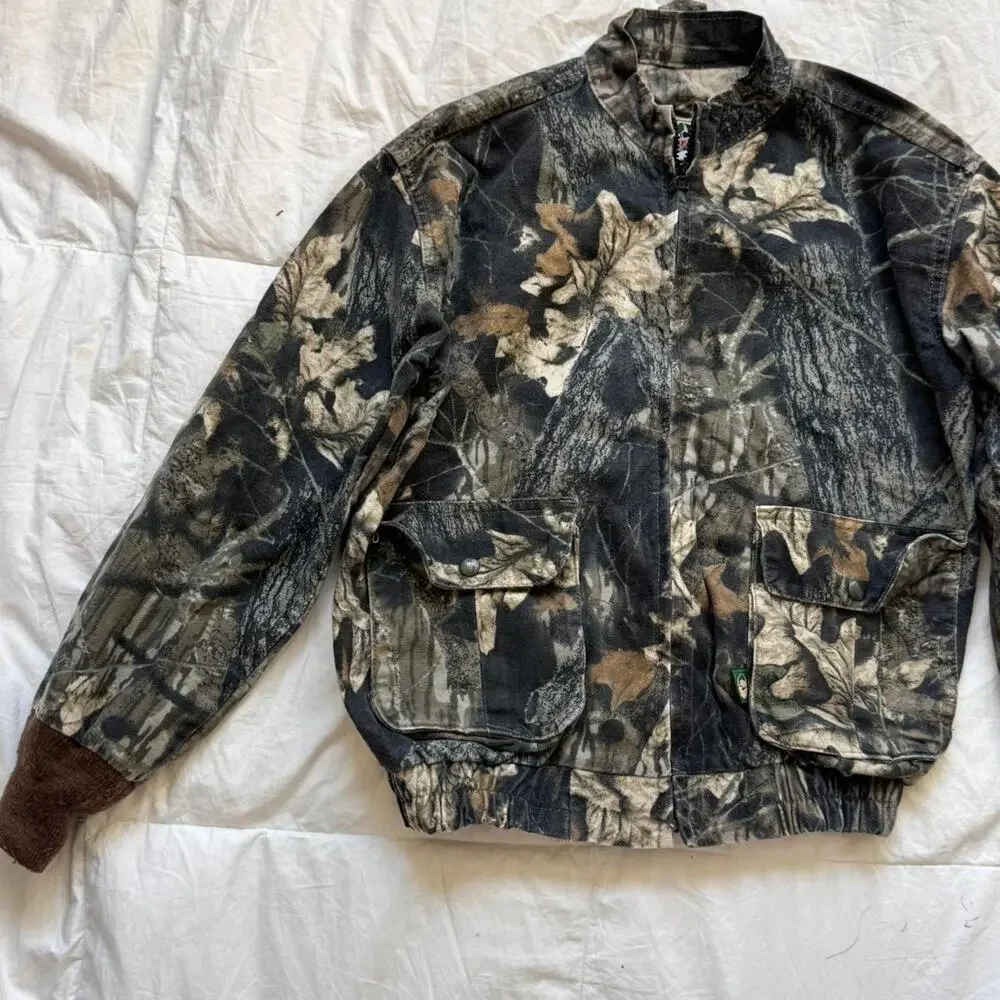 Mossy oak Camo bomber jacket youth large cargo‎ pockets cotton gorpcore hunting